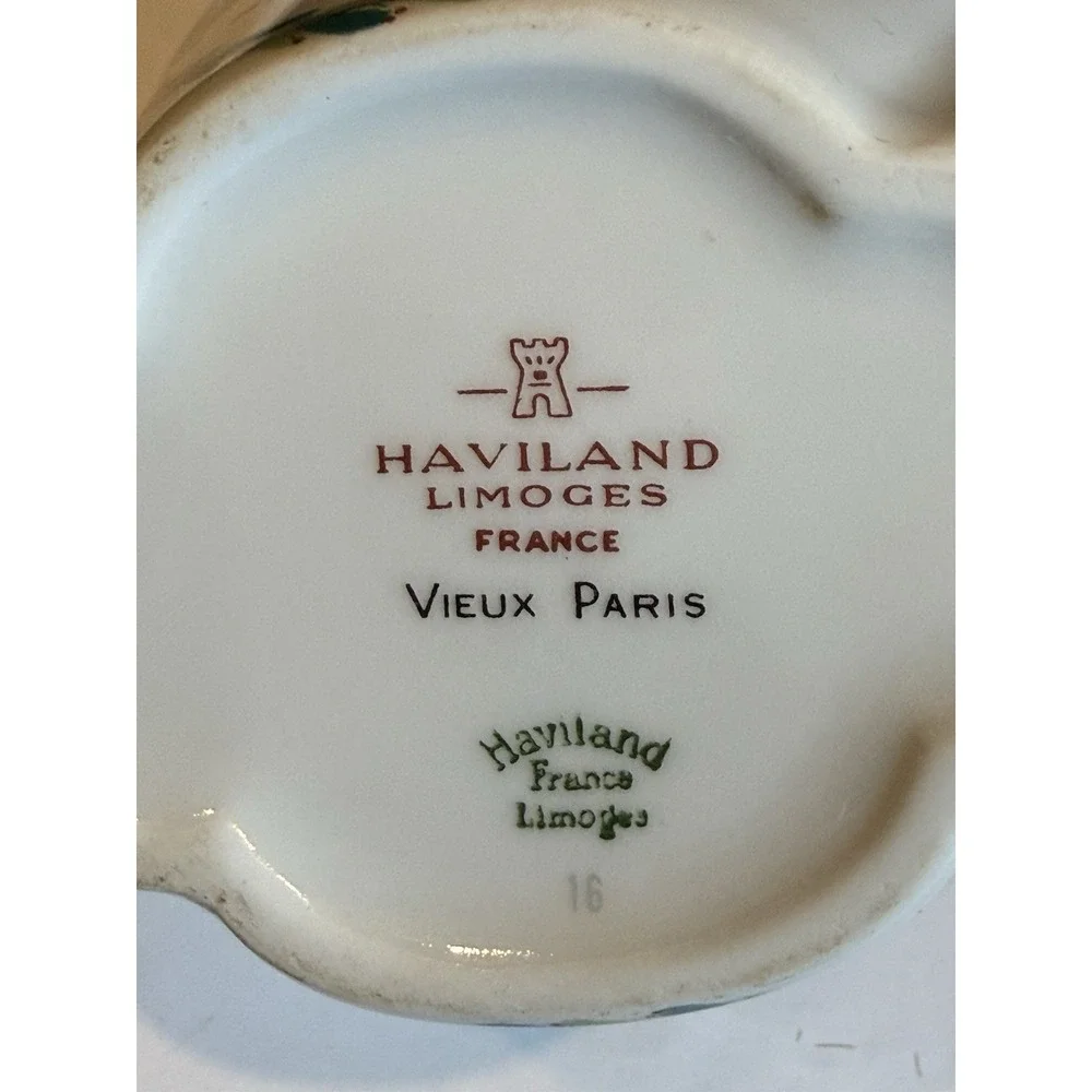 Haviland Limoges Vieux Paris Porcelain Basket Floral Gold Handle France Vintage